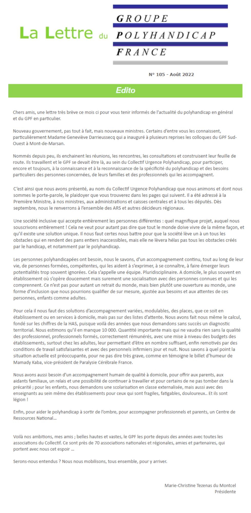  Image de La Lettre n°105. Cliquez dessus pour accéder au texte.
